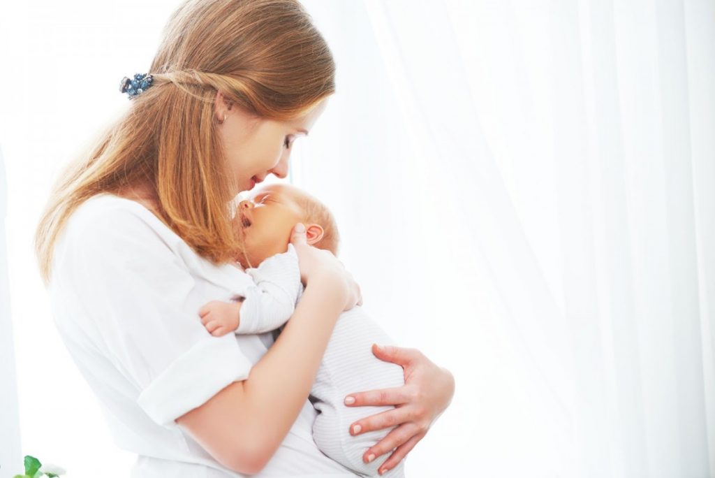 Woman holding baby